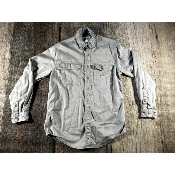 Carhartt FR Shirt Mens Gray Long Sleeve Button FRS003 GRY Cat 2 Fire Resistant - Picture 1 of 10